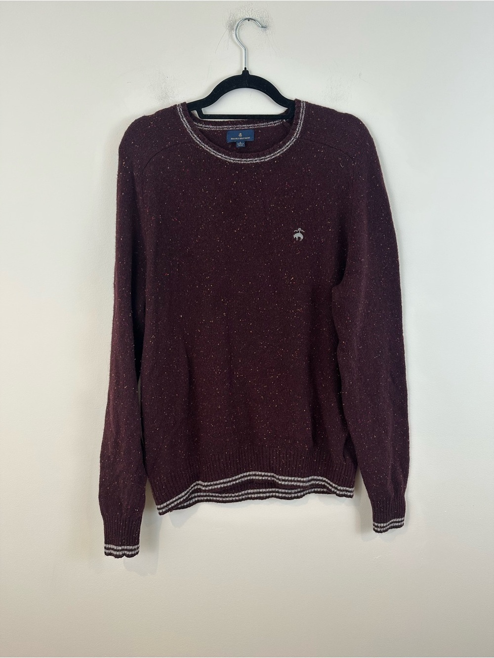 Brooks Brothers Maroon Crewneck Sweater Lambs Wool Size Large